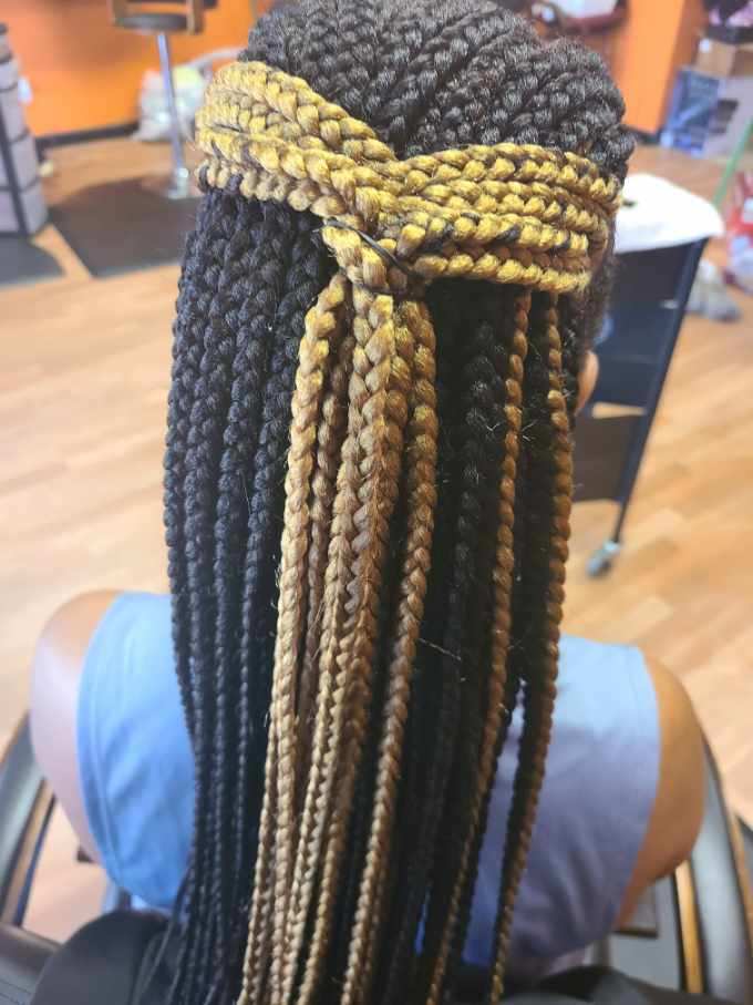 hair braiding extensions done for client in san antonio